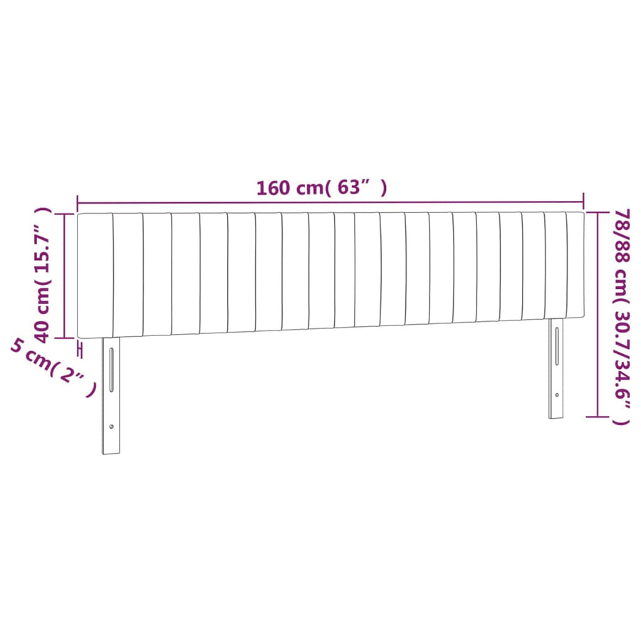 Hoofdbord Led Fluweel 160 x 5 x 78/88 cm Donkerblauw