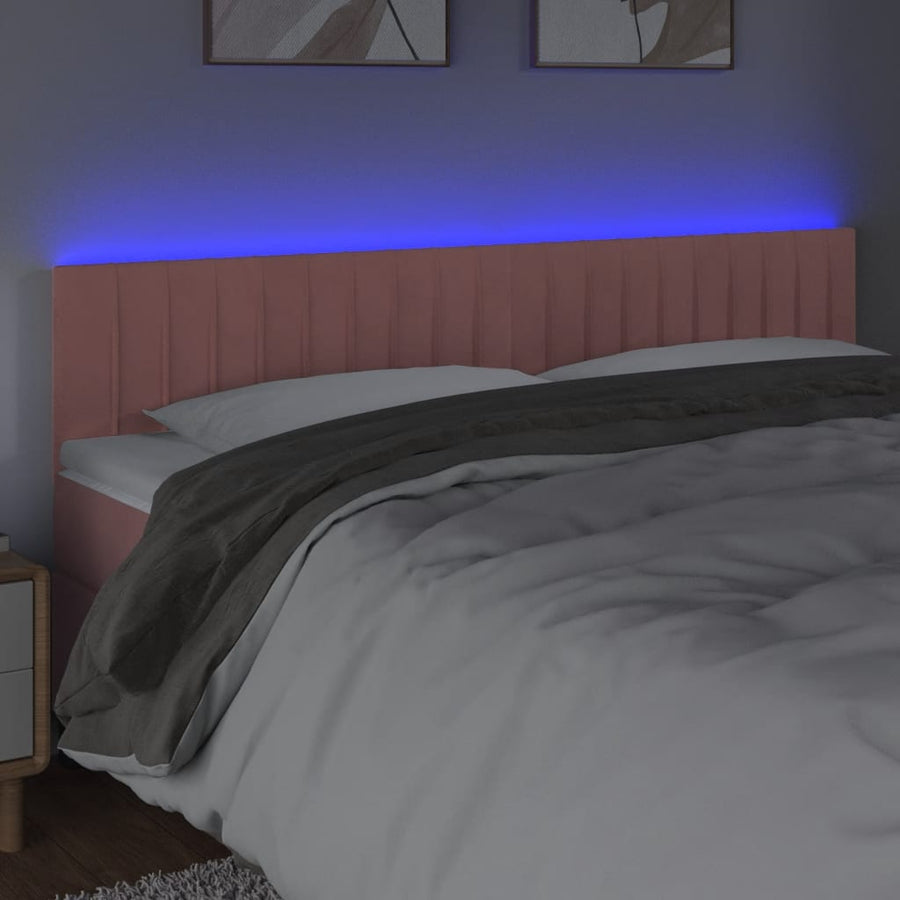 Hoofdbord Led Fluweel 160 x 5 x 78/88 cm Roze