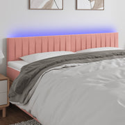Hoofdbord 160x5x78/88 cm fluweel roze met LED