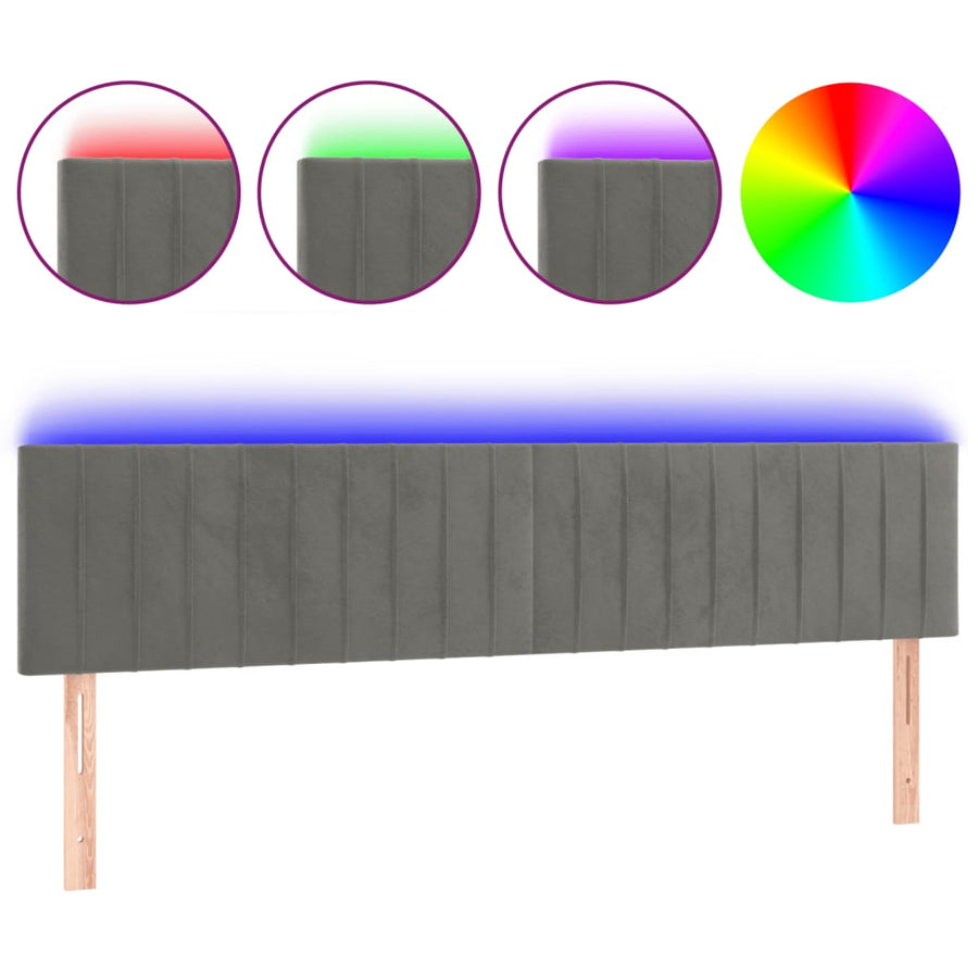 Hoofdbord Led Fluweel 180 x 5 x 78/88 cm Lichtgrijs