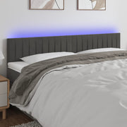 Hoofdbord 180x5x78/88 cm fluweel donkergrijs LED