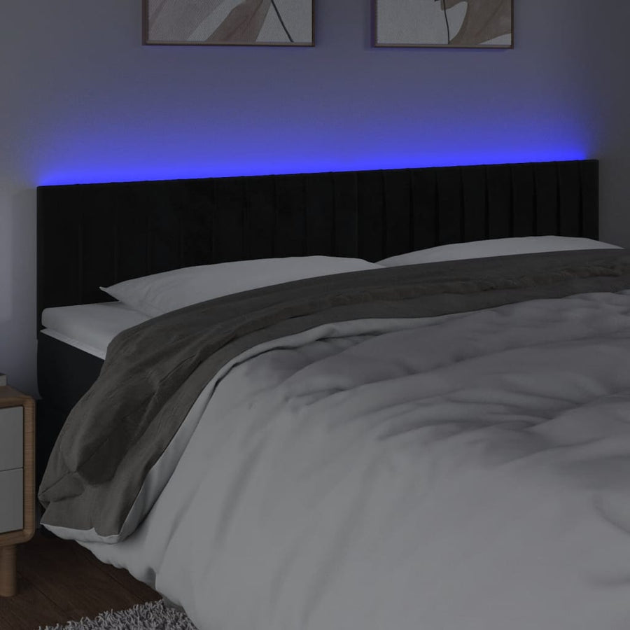 Hoofdbord Led Fluweel 180 x 5 x 78/88 cm Zwart