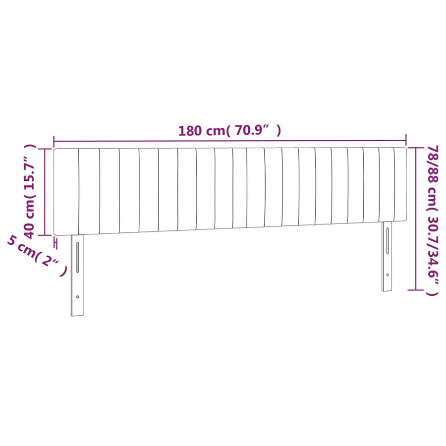 Hoofdbord Led Fluweel 180 x 5 x 78/88 cm Zwart