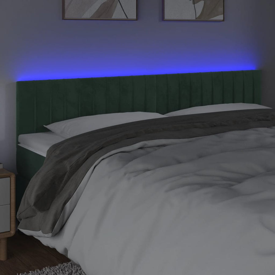Hoofdbord Led Fluweel 180 x 5 x 78/88 cm Donkergroen