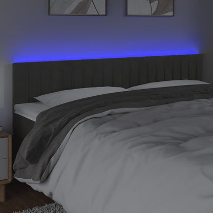 Hoofdbord Led Fluweel 200 x 5 x 78/88 cm Donkergrijs