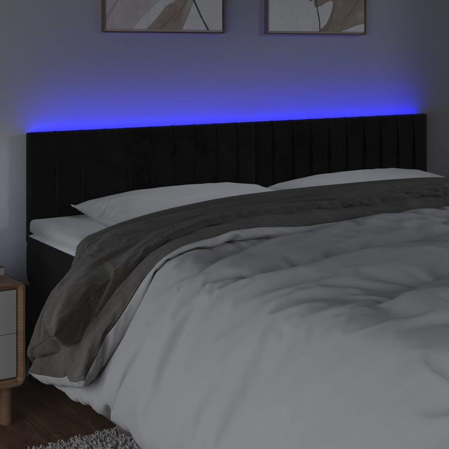 Hoofdbord Led Fluweel 200 x 5 x 78/88 cm Zwart