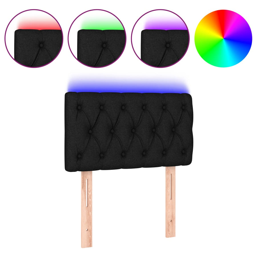 Hoofdbord Led Stof 80 x 7 x 78/88 cm Zwart
