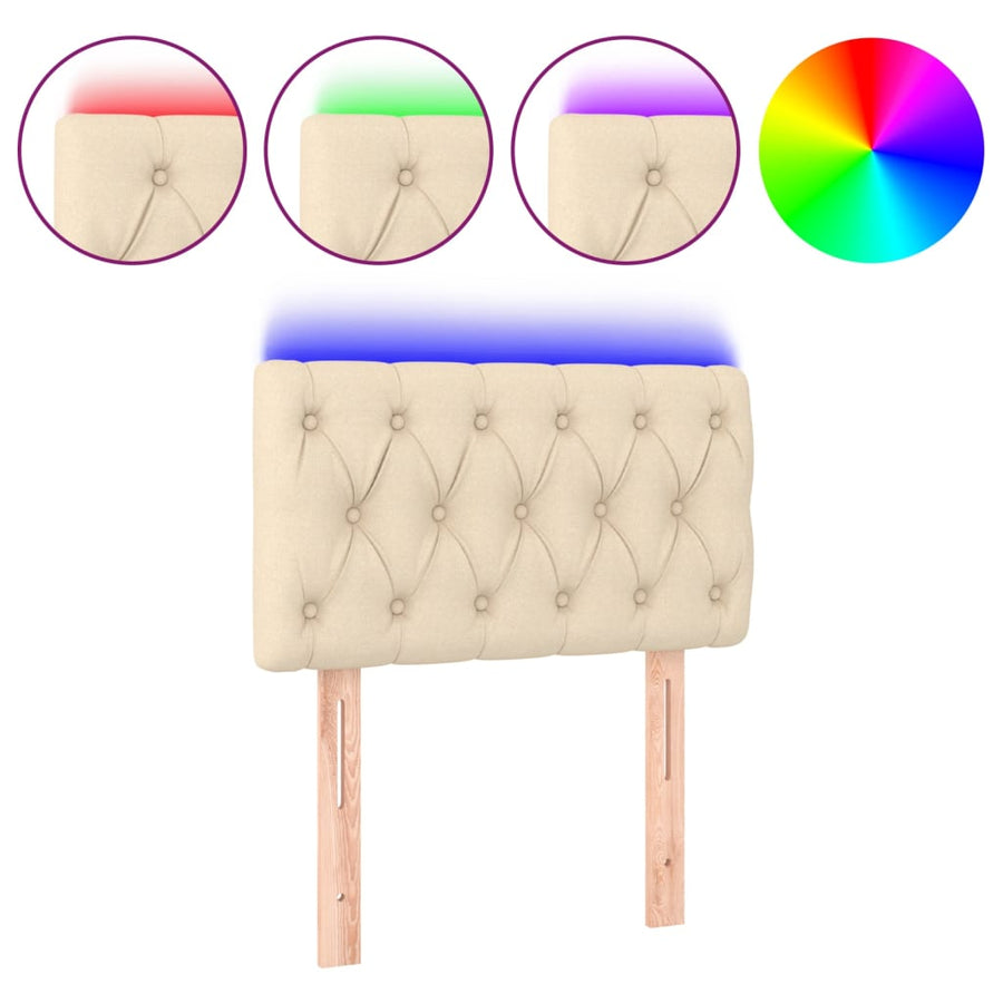 Hoofdbord Led Stof Kleurig 80 x 7 x 78/88 cm Crème