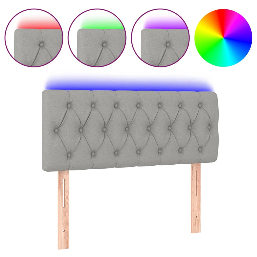 Hoofdbord Led Stof 90 x 7 x 78/88 cm Lichtgrijs