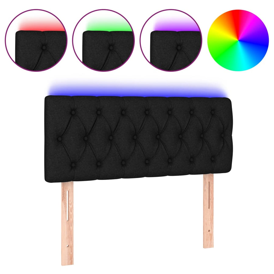 Hoofdbord Led Stof 90 x 7 x 78/88 cm Zwart
