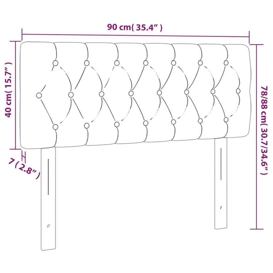 Hoofdbord Led Stof 90 x 7 x 78/88 cm Donkerbruin