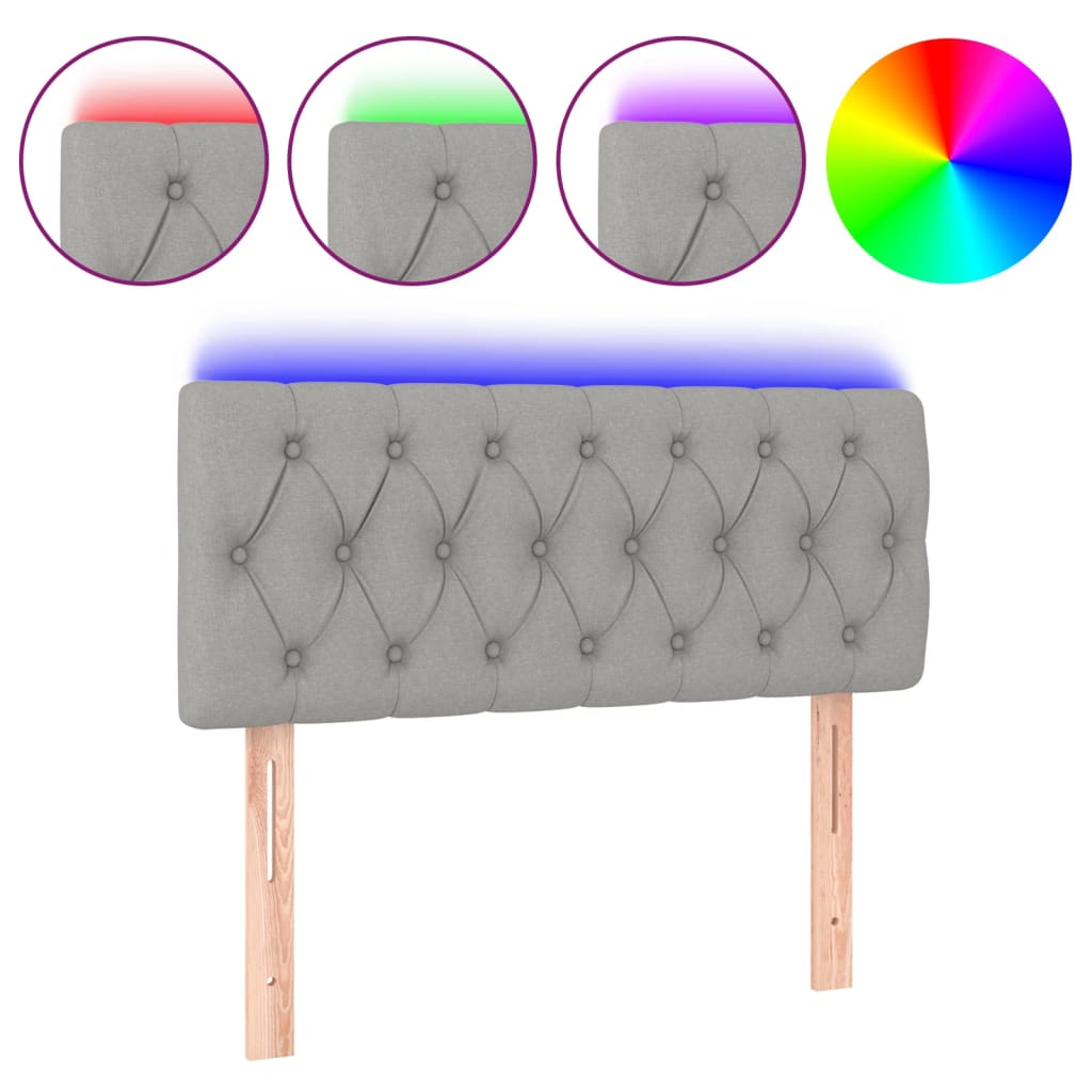 Hoofdbord Led 100X7X78/88 Cm Stof Lichtgrijs Lichtgrijs 100 x 7 x 78/88 cm