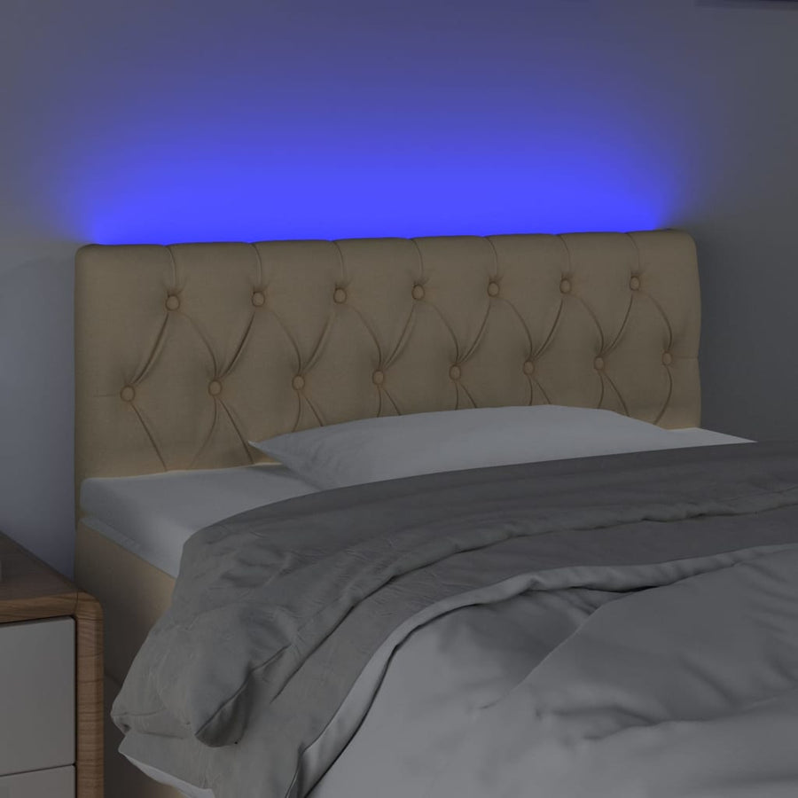 Hoofdbord LED 100x7x78/88 cm stof crèmekleurig 100 x 7 x 78/88 cm