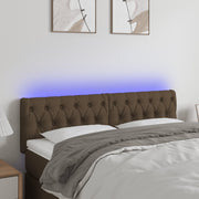 Hoofdbord 144x7x78/88 cm stof donkerbruin LED