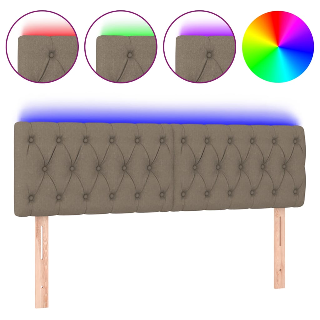Hoofdbord Led Stof 144 x 7 x 78/88 cm Taupe