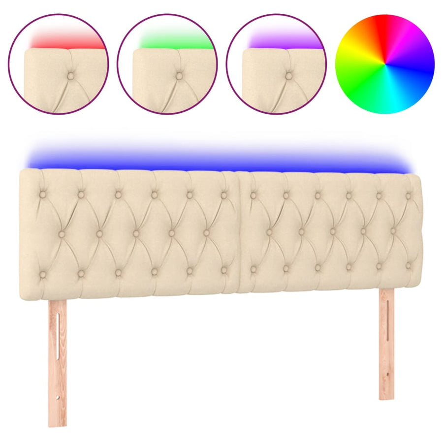 Hoofdbord Led Stof Kleurig 144 x 7 x 78/88 cm Crème