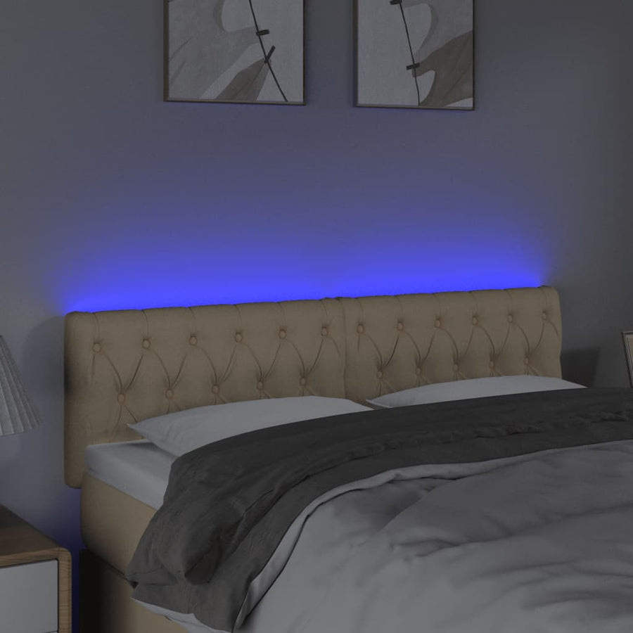 Hoofdbord Led Stof Kleurig 144 x 7 x 78/88 cm Crème