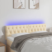 Hoofdbord LED 144x7x78/88 cm stof crèmekleurig