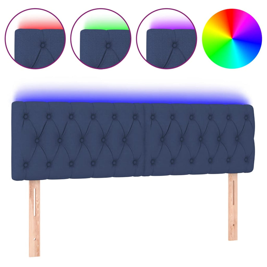 Hoofdbord Led Stof 144 x 7 x 78/88 cm Blauw