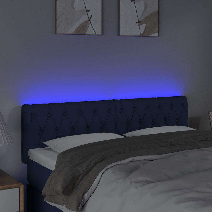 Hoofdbord Led Stof 144 x 7 x 78/88 cm Blauw