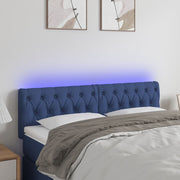 Hoofdbord 144x7x78/88 cm stof blauw LED