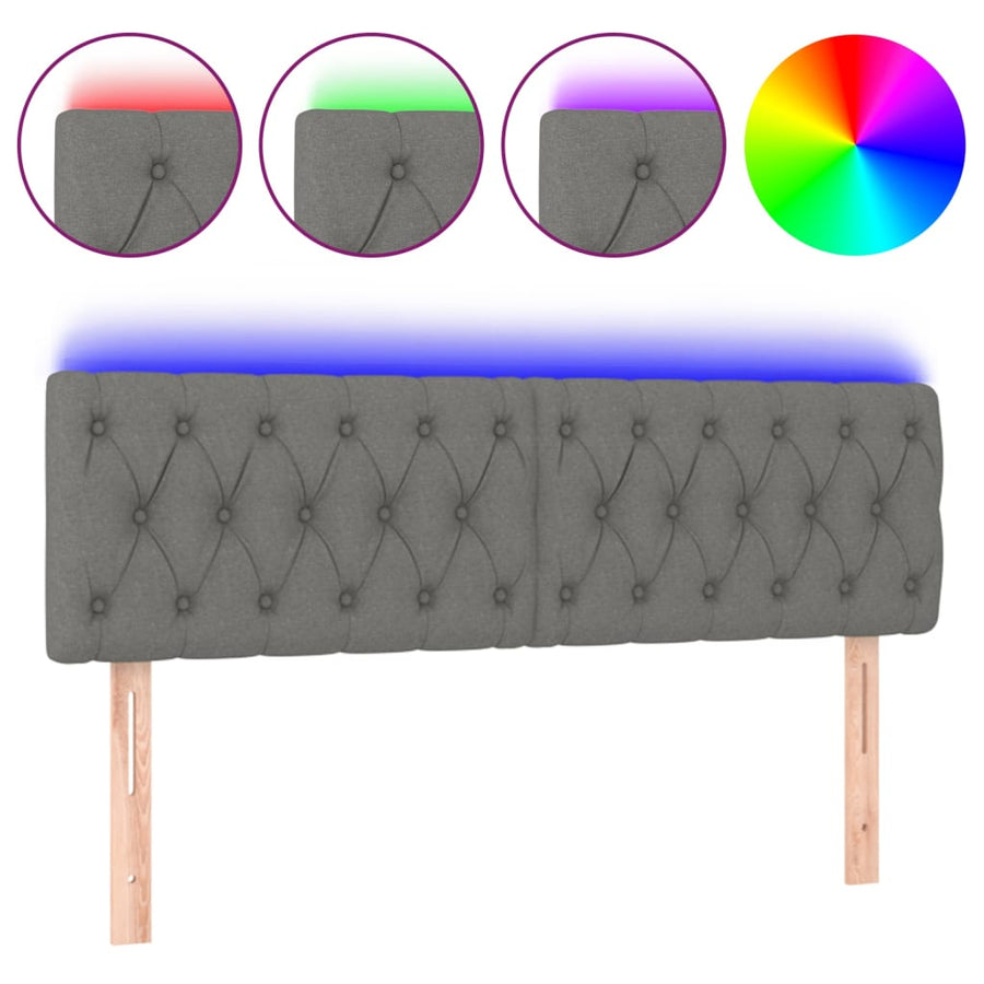 Hoofdbord Led Stof 160 x 7 x 78/88 cm Donkergrijs