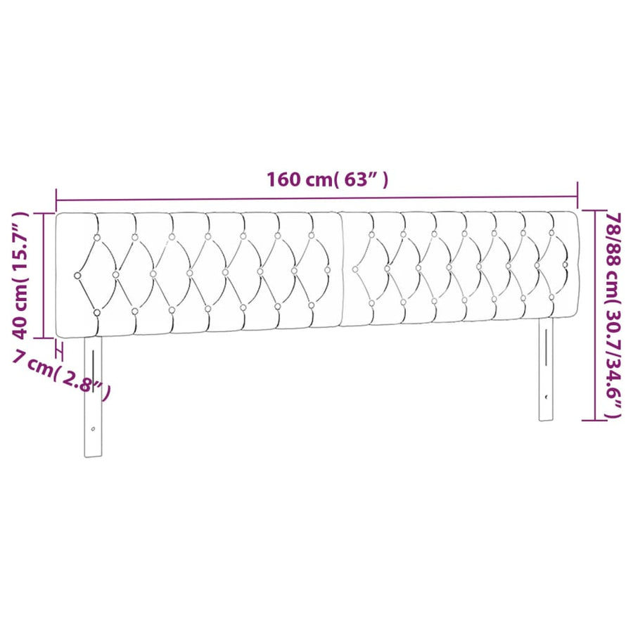 Hoofdbord Led Stof 160 x 7 x 78/88 cm Donkergrijs
