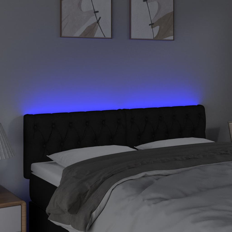 Hoofdbord Led Stof 160 x 7 x 78/88 cm Zwart