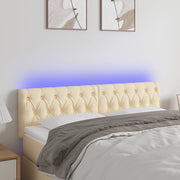 Hoofdbord 160x7x78/88 cm stof crèmekleurig LED