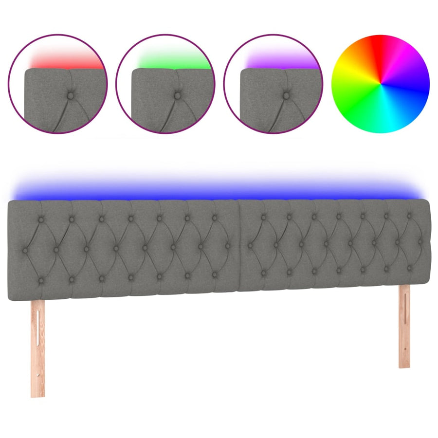 Hoofdbord Led Stof 180 x 7 x 78/88 cm Donkergrijs