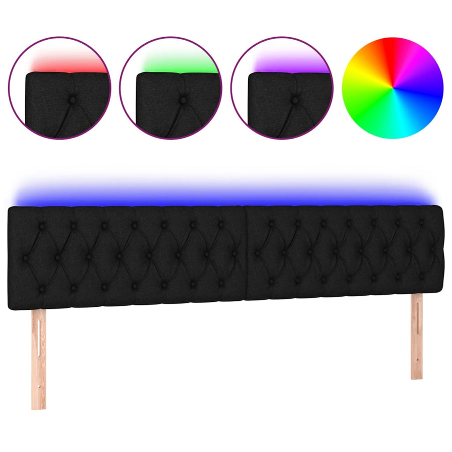 Hoofdbord Led Stof 180 x 7 x 78/88 cm Zwart