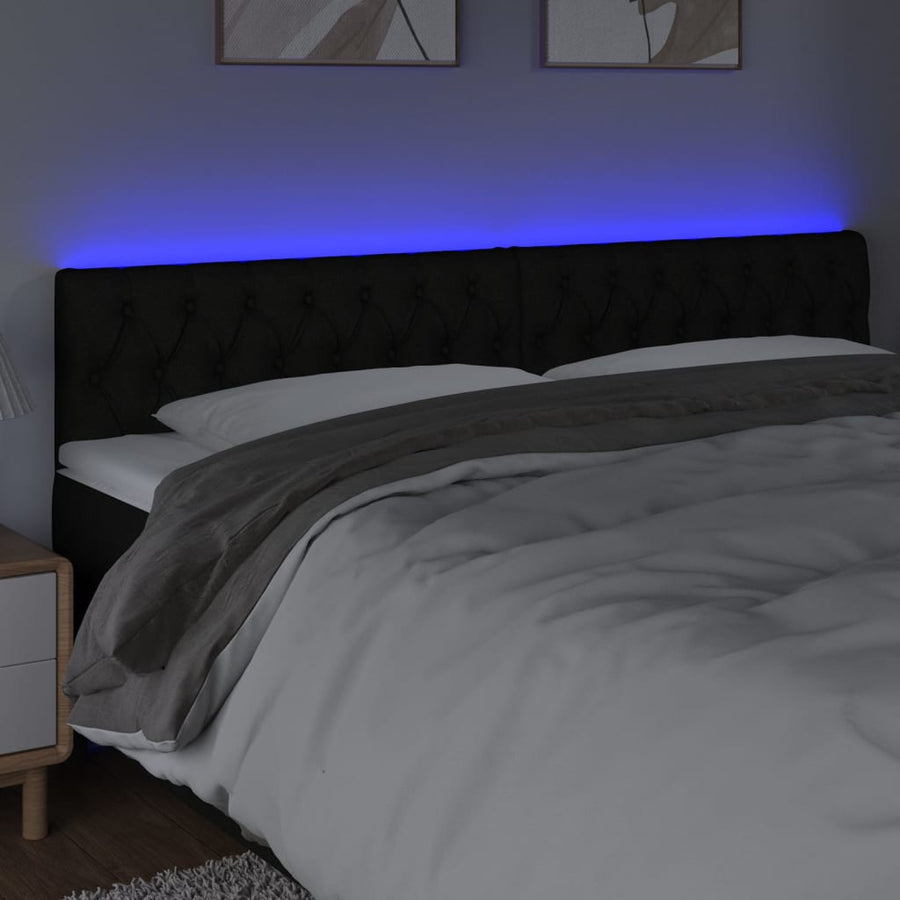 Hoofdbord Led Stof 180 x 7 x 78/88 cm Zwart