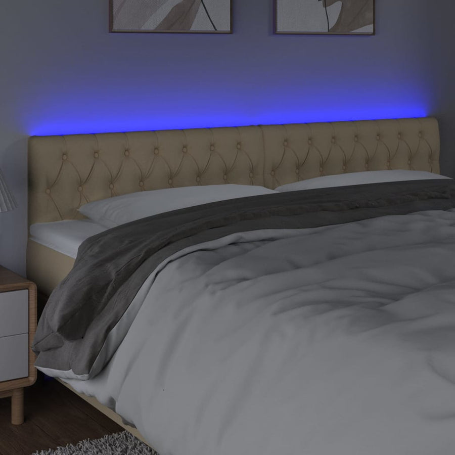 Hoofdbord Led Stof Kleurig 180 x 7 x 78/88 cm Crème