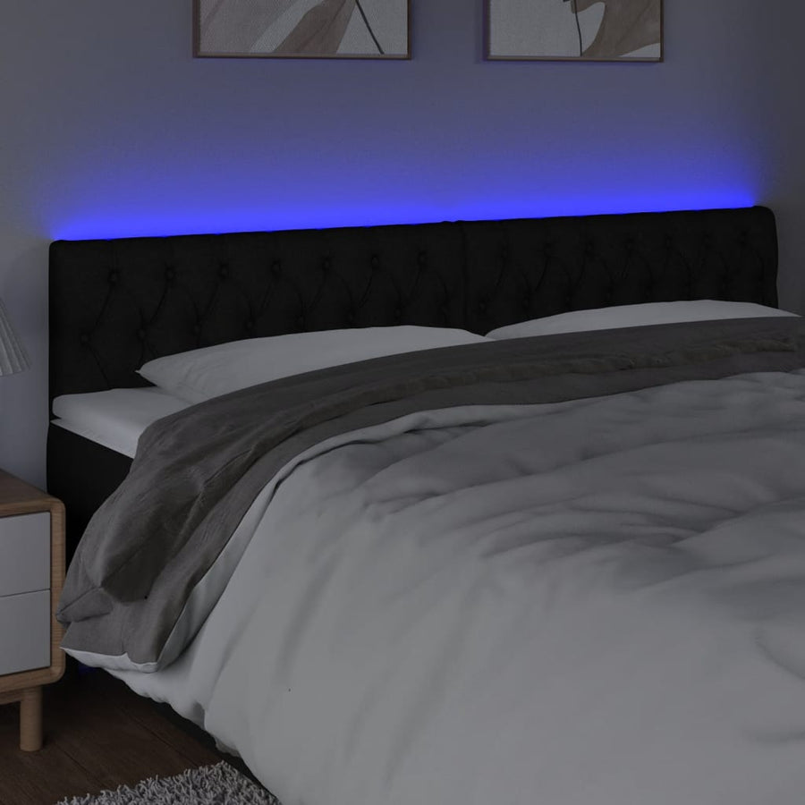 Hoofdbord Led Stof 200 x 7 x 78/88 cm Zwart