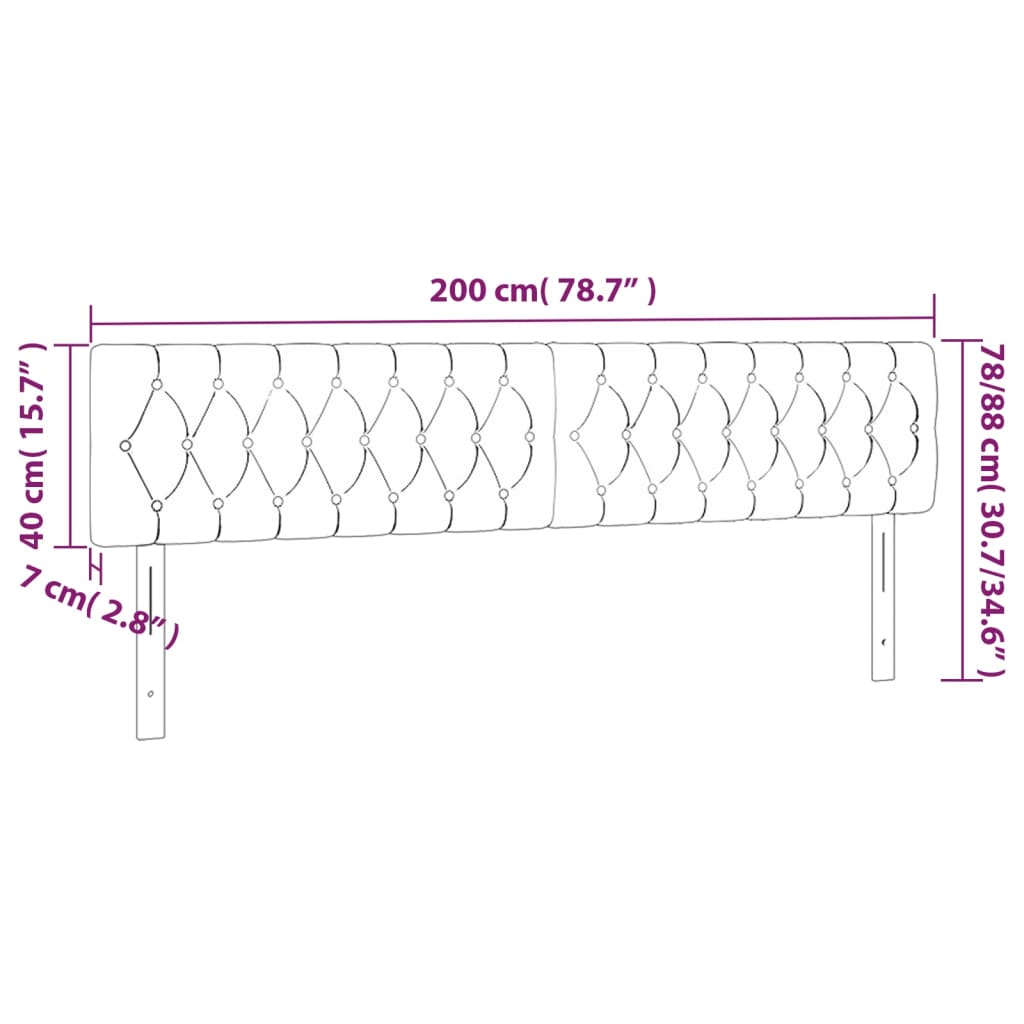 Hoofdbord Led Stof 200 x 7 x 78/88 cm Donkerbruin