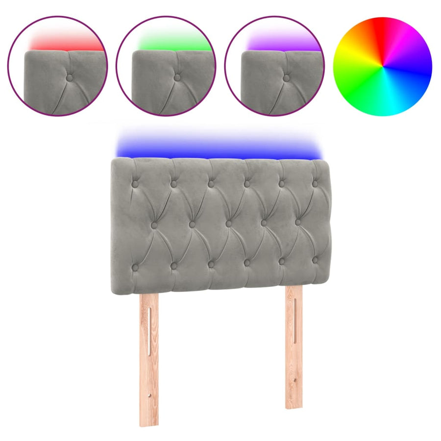 Hoofdbord Led Fluweel 80 x 7 x 78/88 cm Lichtgrijs