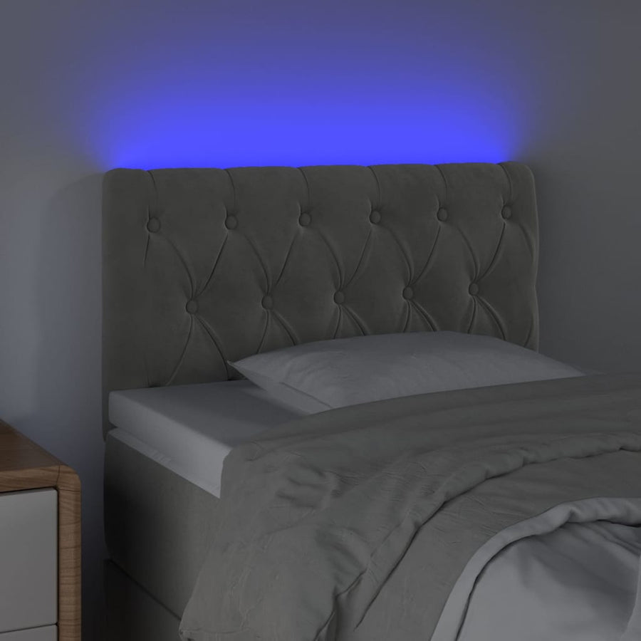 Hoofdbord Led Fluweel 80 x 7 x 78/88 cm Lichtgrijs