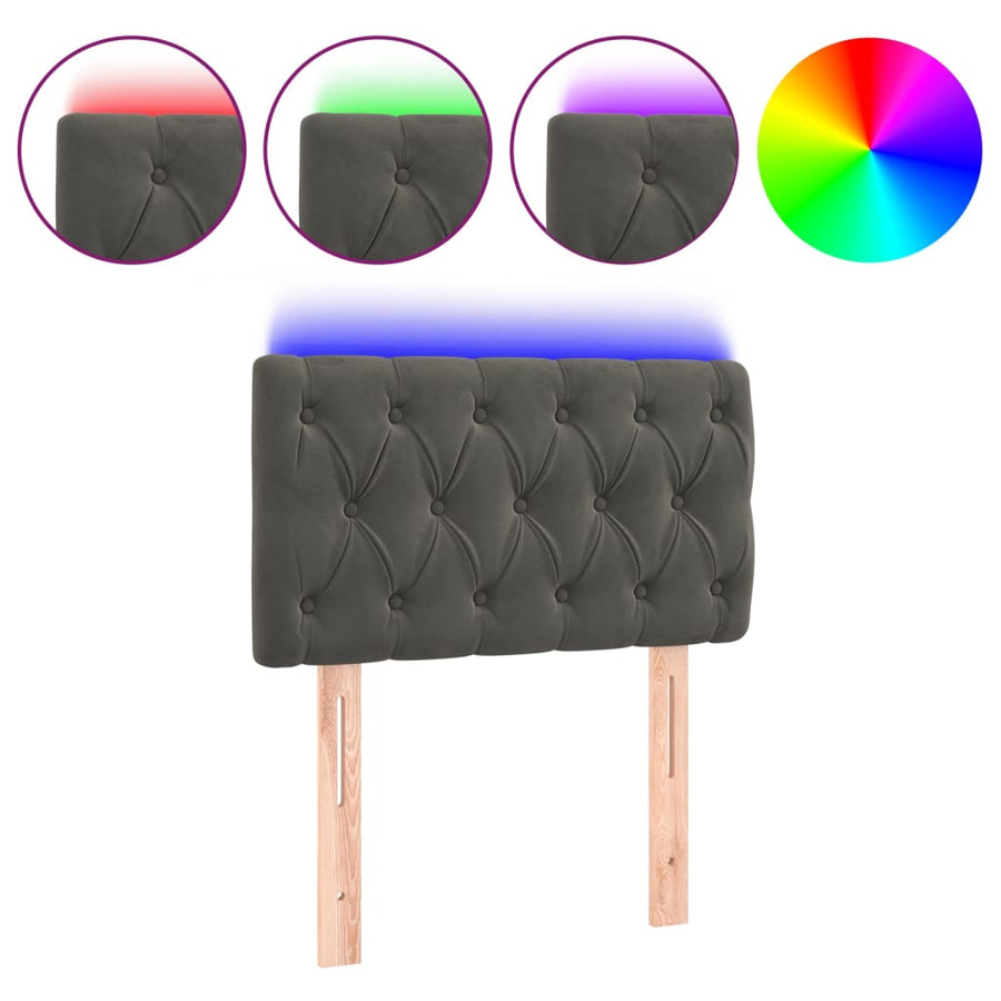 Hoofdbord Led Fluweel 80 x 7 x 78/88 cm Donkergrijs