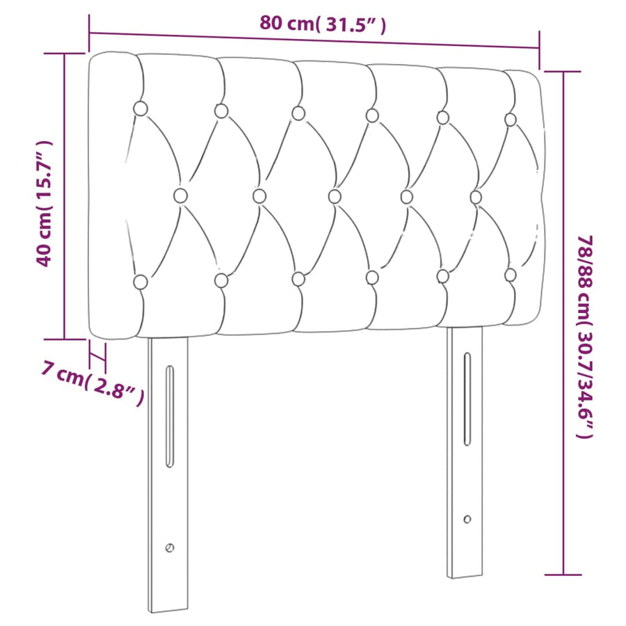 Hoofdbord Led Fluweel 80 x 7 x 78/88 cm Donkergrijs