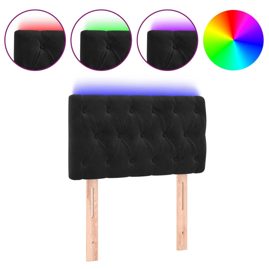Hoofdbord Led Fluweel 80 x 7 x 78/88 cm Zwart