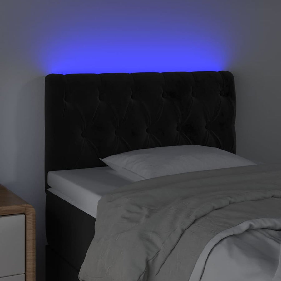 Hoofdbord Led Fluweel 80 x 7 x 78/88 cm Zwart