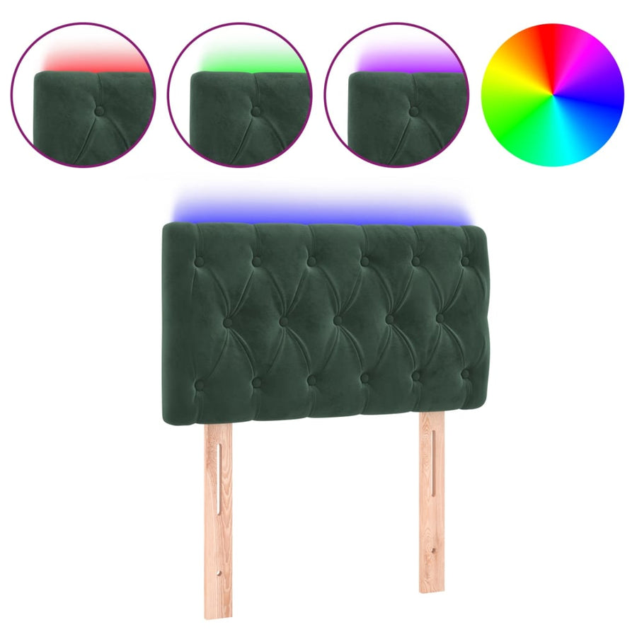 Hoofdbord Led Fluweel 80 x 7 x 78/88 cm Donkergroen