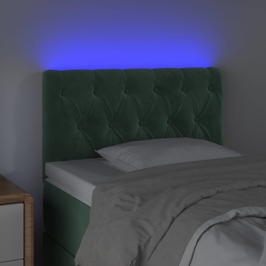 Hoofdbord Led Fluweel 80 x 7 x 78/88 cm Donkergroen