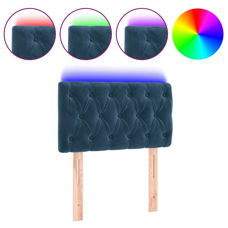 Hoofdbord LED 80x7x78/88 cm fluweel donkerblauw 80 x 7 x 78/88 cm Donkerblauw