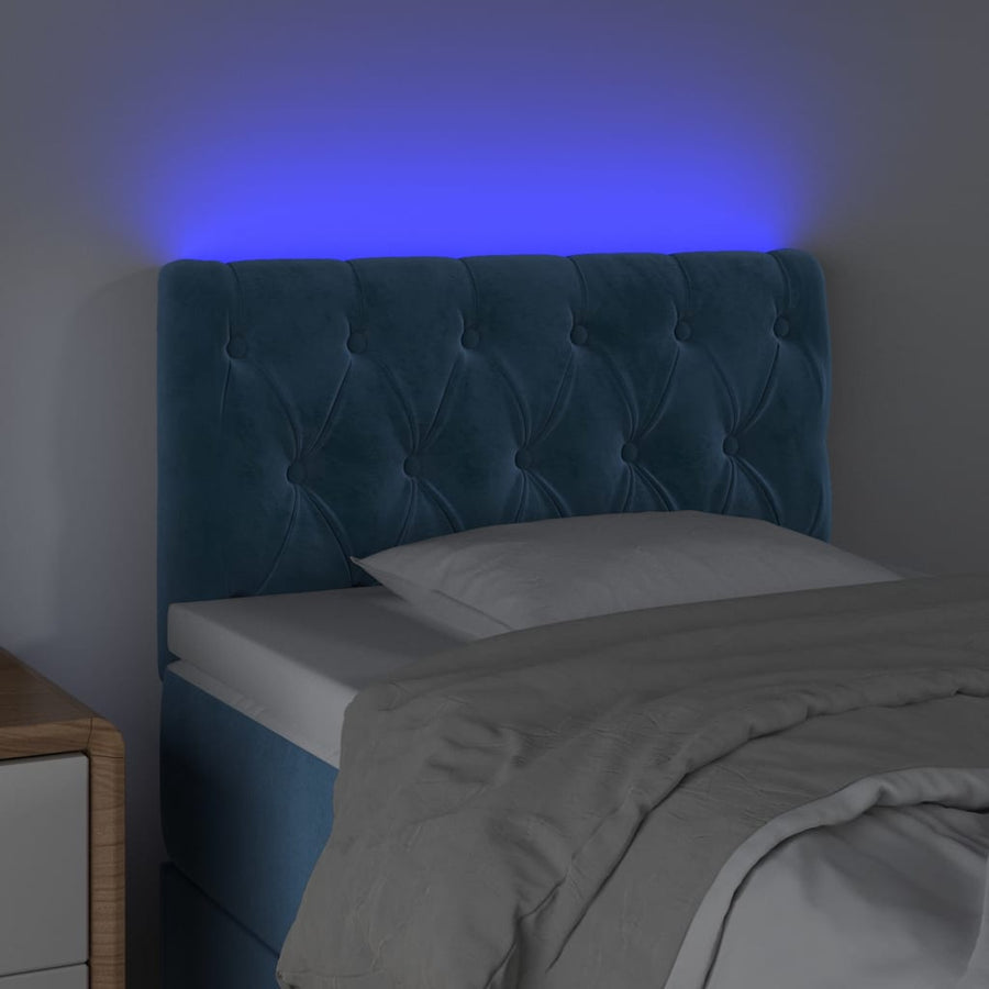 Hoofdbord LED 80x7x78/88 cm fluweel donkerblauw 80 x 7 x 78/88 cm Donkerblauw