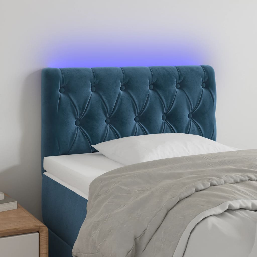 Hoofdbord LED 80x7x78/88 cm fluweel donkerblauw 80 x 7 x 78/88 cm Donkerblauw