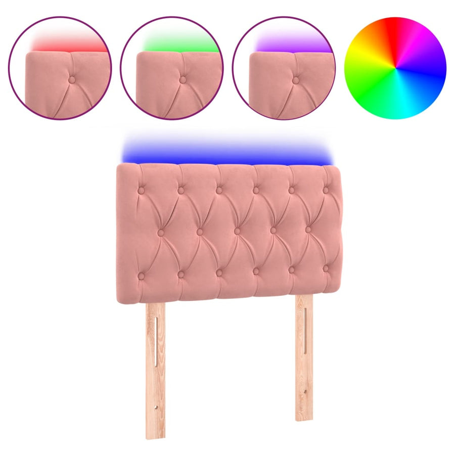 Hoofdbord Led Fluweel 80 x 7 x 78/88 cm Roze
