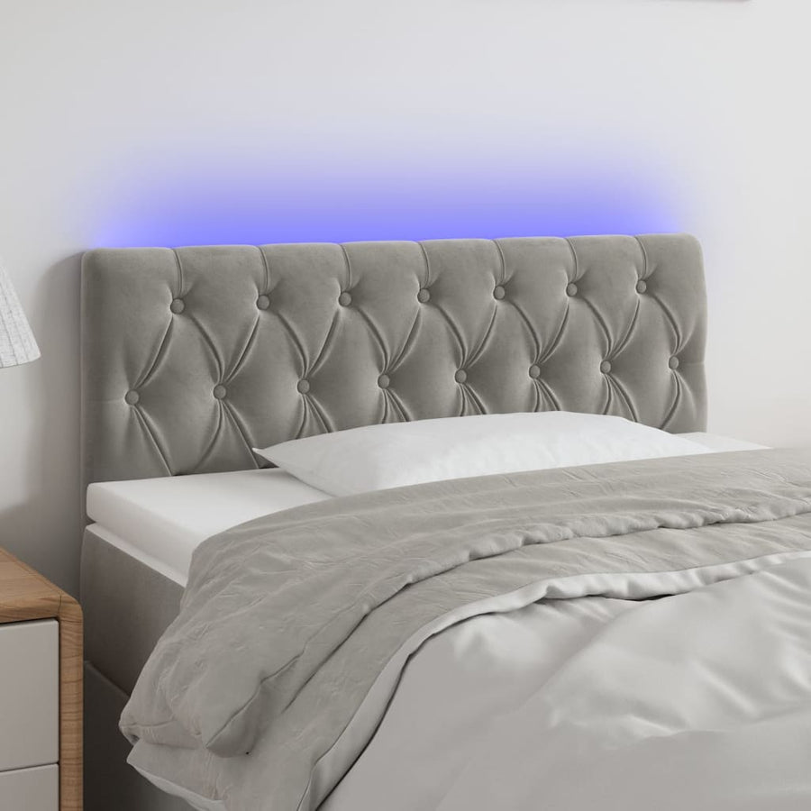 Hoofdbord Led Fluweel 90 x 7 x 78/88 cm Lichtgrijs