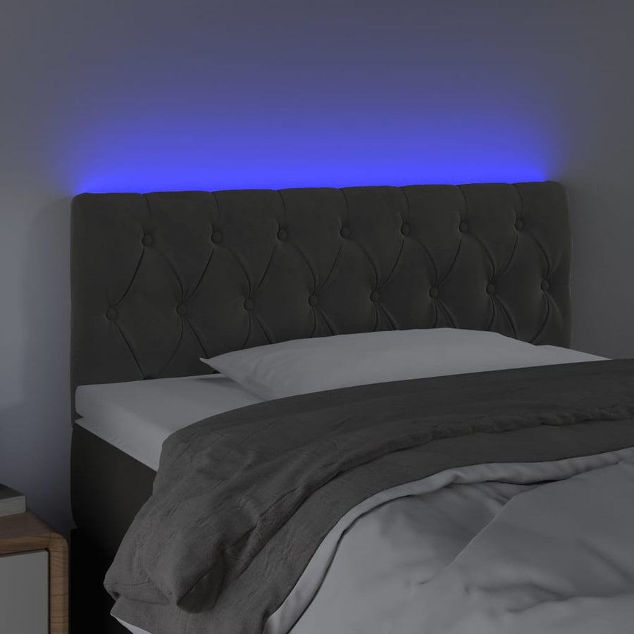 Hoofdbord Led Fluweel 90 x 7 x 78/88 cm Donkergrijs