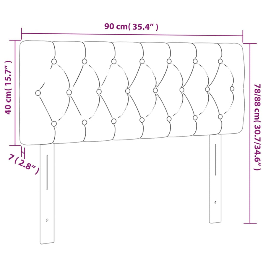 Hoofdbord Led Fluweel 90 x 7 x 78/88 cm Donkergrijs